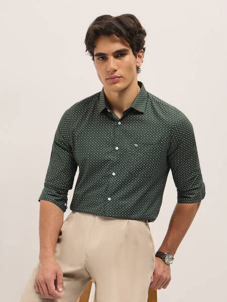 THE BEAR HOUSE Men Printed Formal Green Shirt