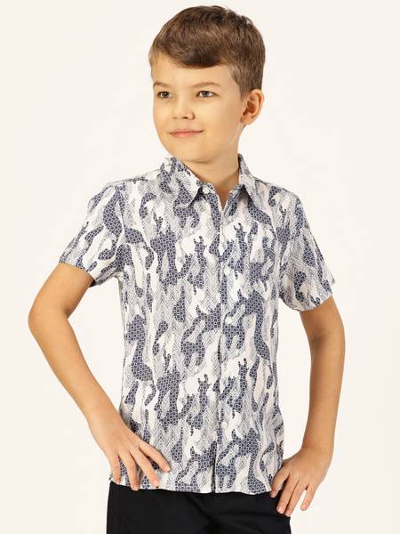 KILLER Boys Printed Casual Blue Shirt