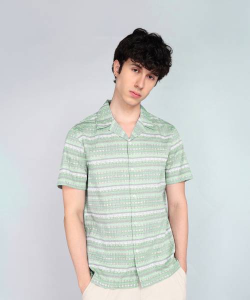 FLYING MACHINE Men Printed Casual Green Shirt