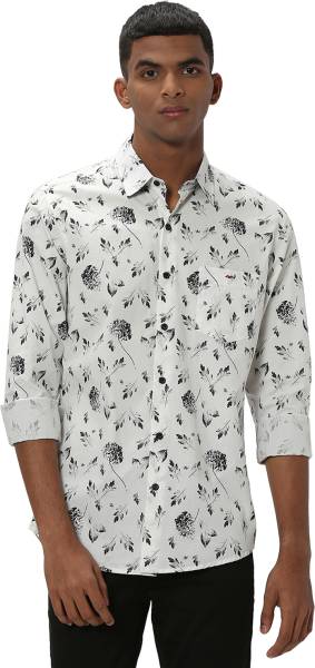 MUFTI Men Printed Casual White, Black Shirt