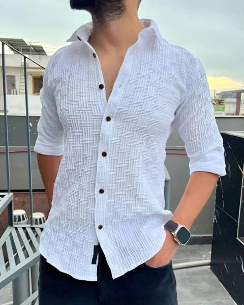 METRONAUT Men Solid Casual White Shirt