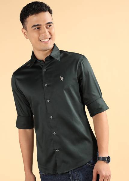 U.S. POLO ASSN. Men Solid Casual Green Shirt