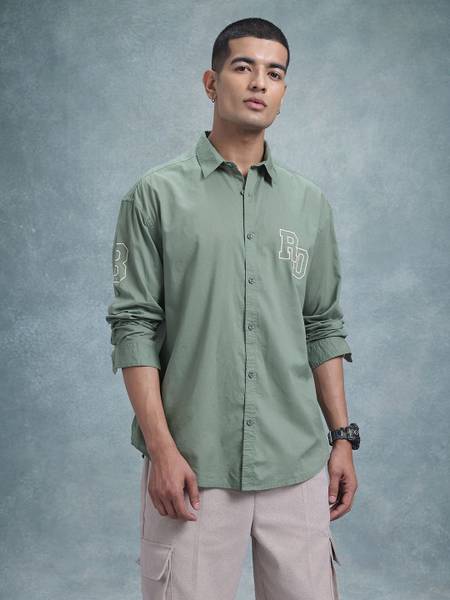 Roadster Men Solid Casual Green Shirt