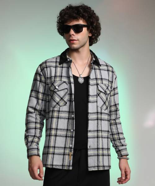 CAMPUS SUTRA Men Checkered Casual Grey Shirt