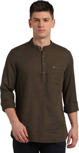 TURTLE Men Solid Casual Brown Shirt