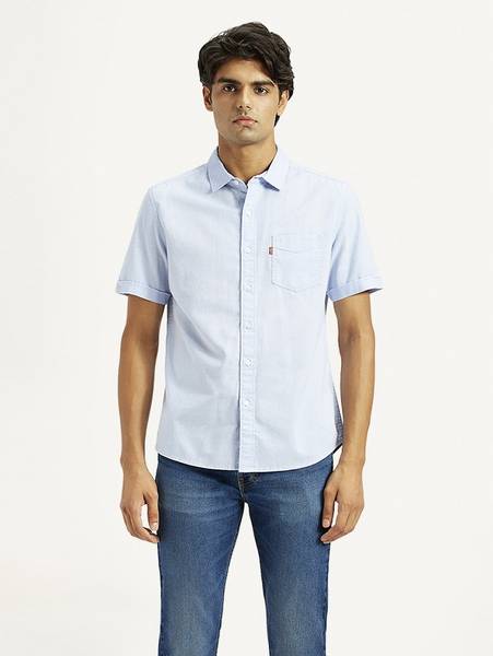 LEVI'S Men Solid Casual Blue Shirt