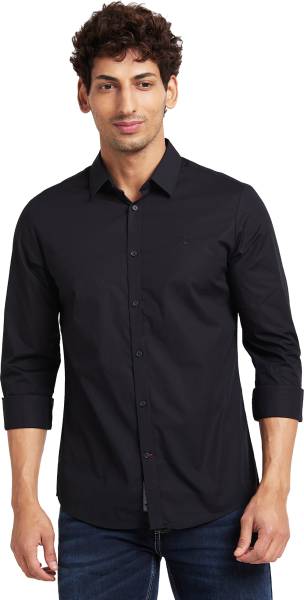 BEING HUMAN Men Solid Casual Black Shirt