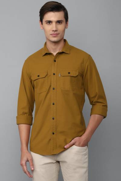 LOUIS PHILIPPE Men Solid Casual Yellow Shirt