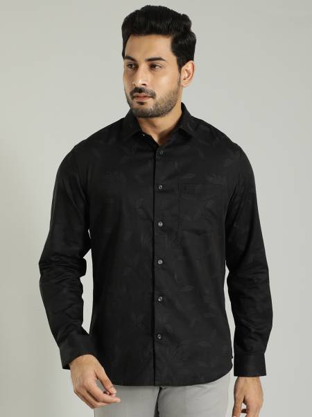 INDIAN TERRAIN Men Printed Casual Black Shirt