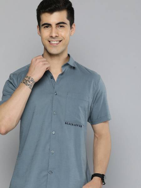 Mast & Harbour Men Solid Casual Blue Shirt