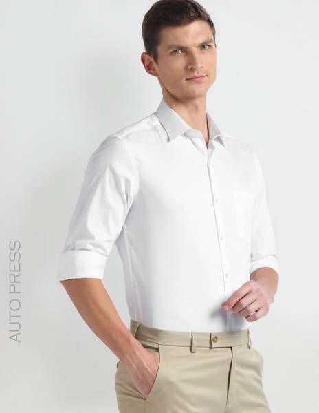 ARROW Men Solid Casual White Shirt