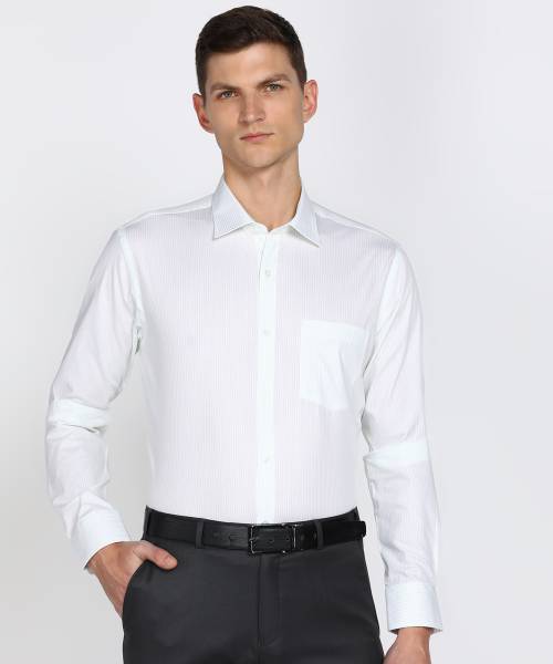 PARK AVENUE Men Striped Formal White Shirt