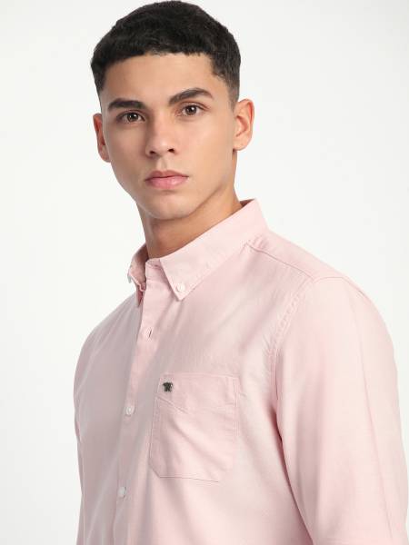 THE BEAR HOUSE Men Solid Casual Pink Shirt