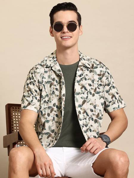 Mast & Harbour Men Printed Casual Green Shirt
