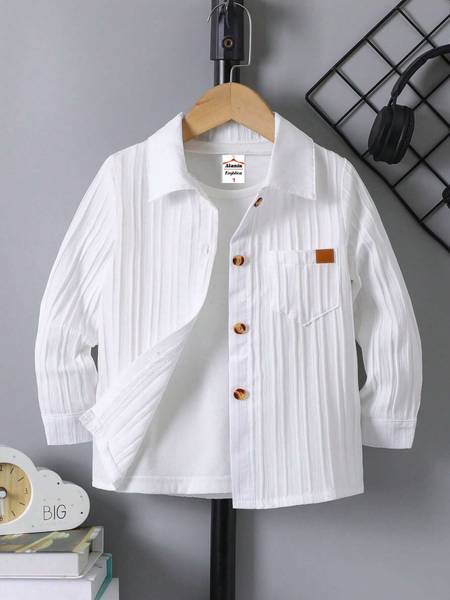 ALANTA Boys Solid Casual White Shirt