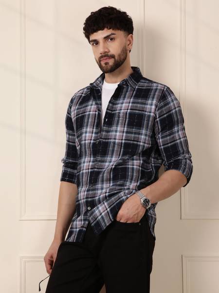 WROGN Men Checkered Casual Black Shirt