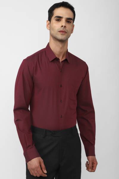 PETER ENGLAND Men Self Design Formal Maroon Shirt