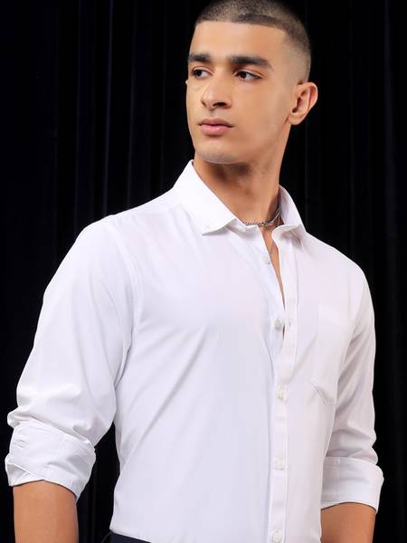 HIGHLANDER Men Solid Formal White Shirt