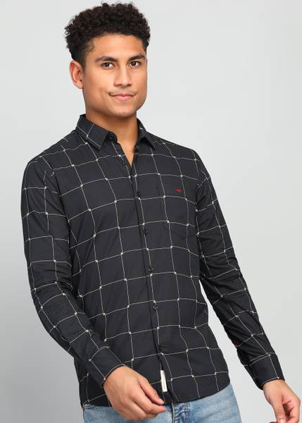 MUFTI Men Checkered Casual Black, White Shirt