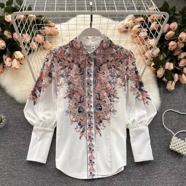 baba fashion Women Printed Casual White Shirt