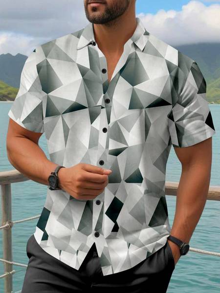 LAMBOO Men Printed Casual Grey Shirt