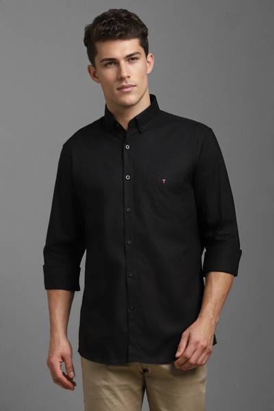 LOUIS PHILIPPE Men Solid Casual Black Shirt