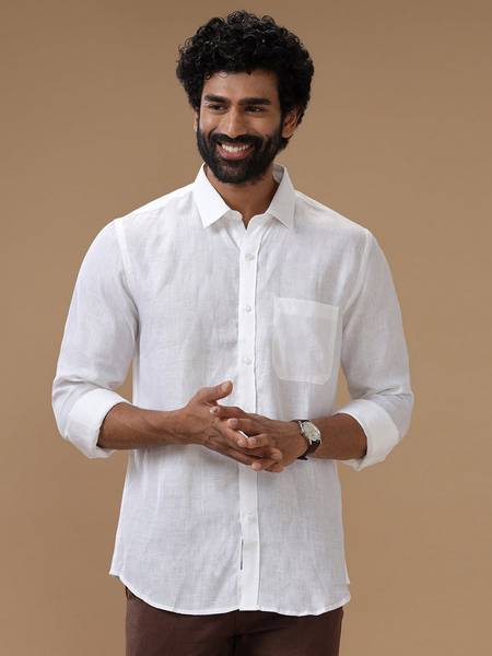 Fashion Ritmo Men Self Design Casual White Shirt