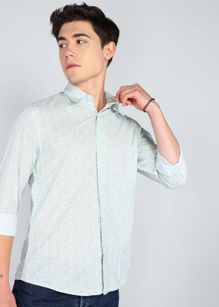 FLYING MACHINE Men Printed Casual Green Shirt