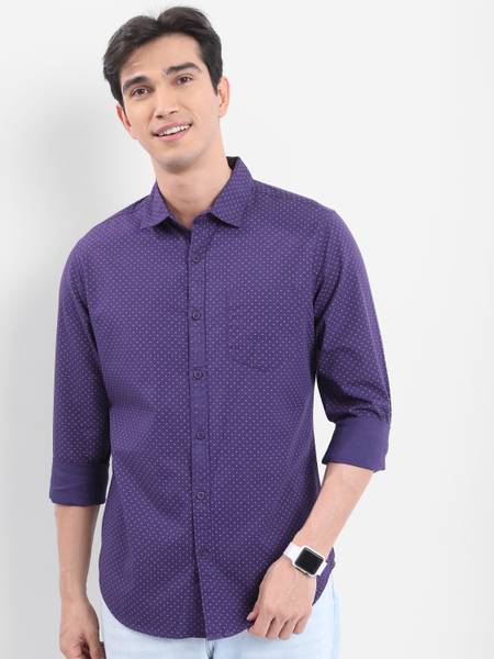HIGHLANDER Men Geometric Print Casual Purple Shirt