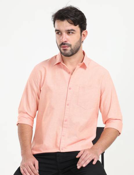 DARREN MILLER Men Self Design Formal Pink Shirt