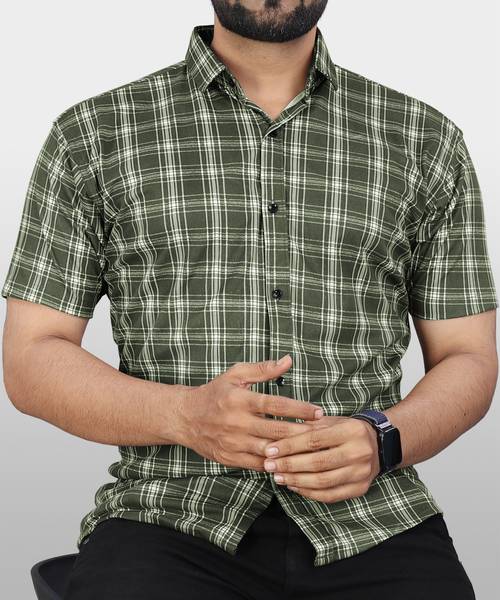 VeBNoR Men Printed Formal Green Shirt