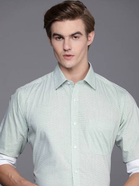 Raymond Men Printed Formal Green Shirt