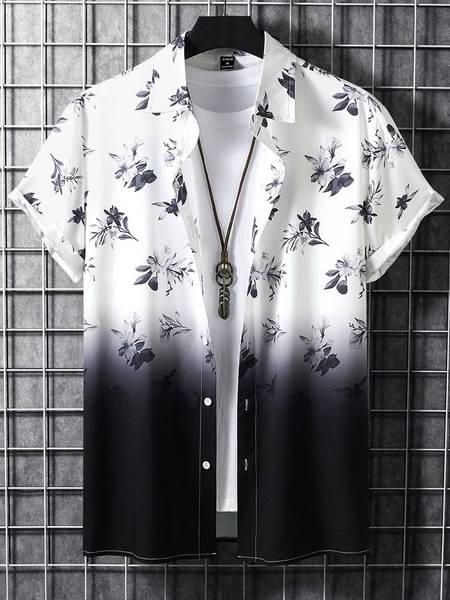 fitoda fashion Men Printed Casual Black, White, Purple Shirt