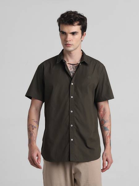 JACK & JONES Men Solid Casual Green Shirt