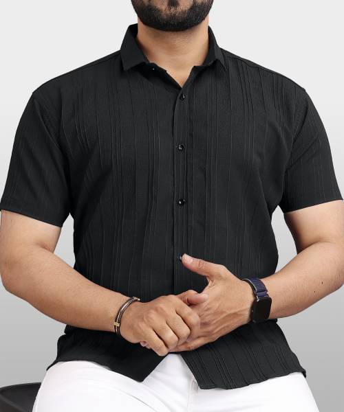 VeBNoR Men Solid Casual Black Shirt