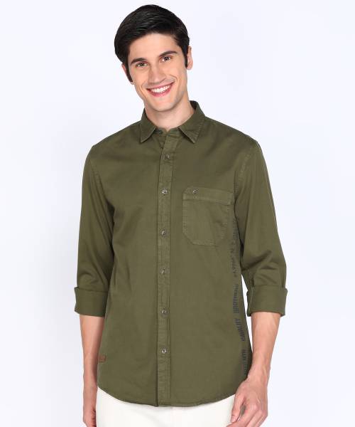 PETER ENGLAND Men Solid Casual Green Shirt