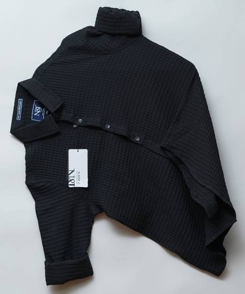 N AND J Men Self Design Casual Black Shirt