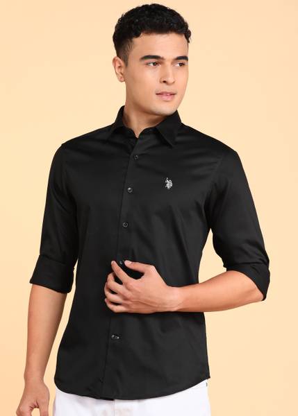 U.S. POLO ASSN. Men Solid Casual Black Shirt