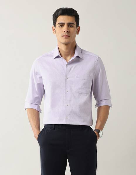 ARROW Men Self Design Formal Purple Shirt