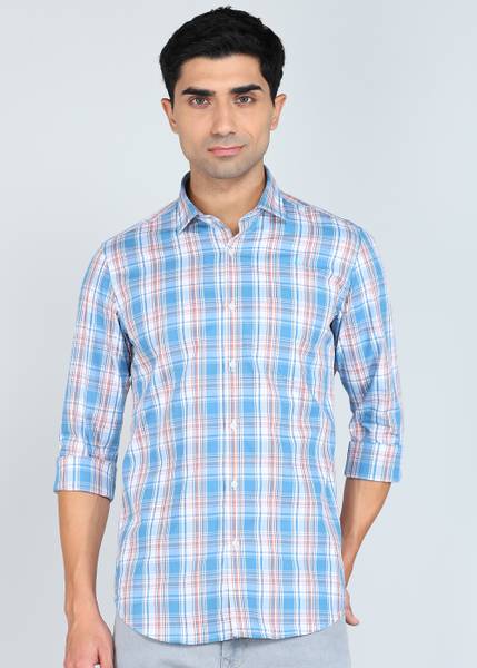INTEGRITI Men Checkered Casual Blue Shirt