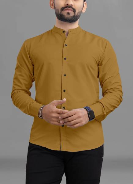 RAHUL LOOK Men Solid Casual Yellow Shirt