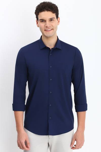 Allen Solly Men Solid Casual Blue Shirt