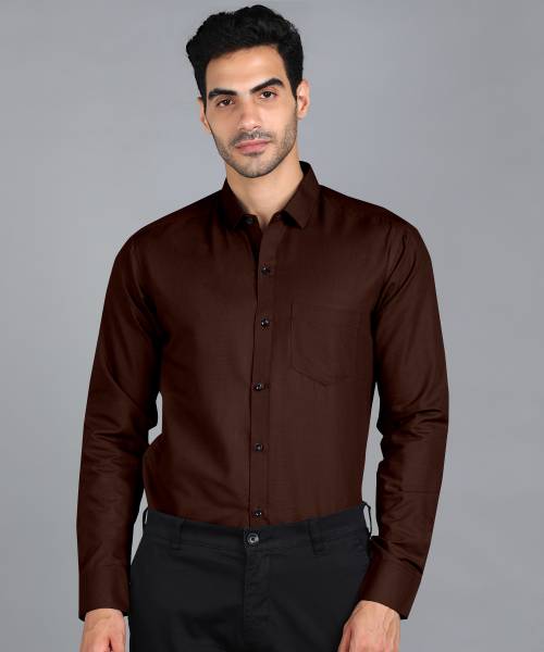 STONEBERG Men Solid Casual Brown Shirt
