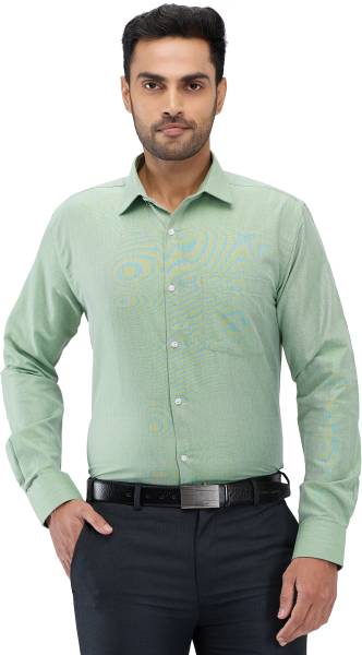 PARK AVENUE Men Self Design Formal Green Shirt