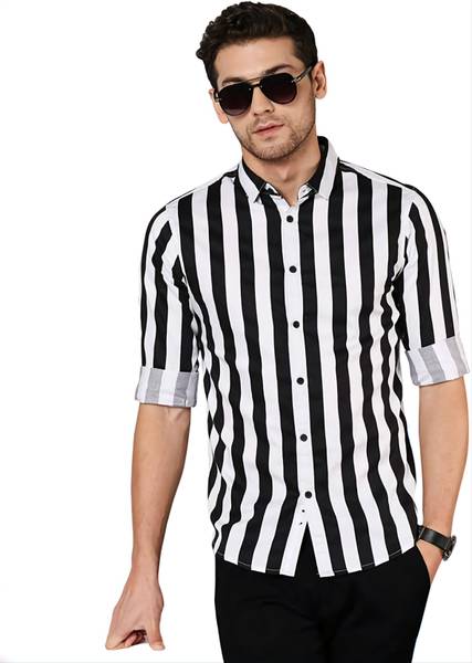 gurukrupa creation Men Printed Casual Black, White Shirt
