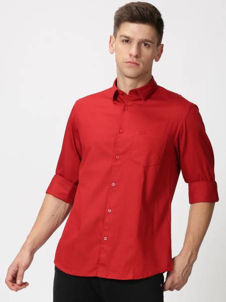 GLOBAL NOMAD Men Solid Casual Red Shirt