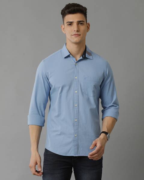 CAVALLO BY LINEN CLUB Men Solid Casual Blue Shirt