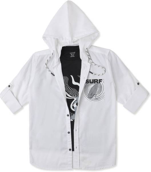 CAVIO Boys Solid Casual White Shirt