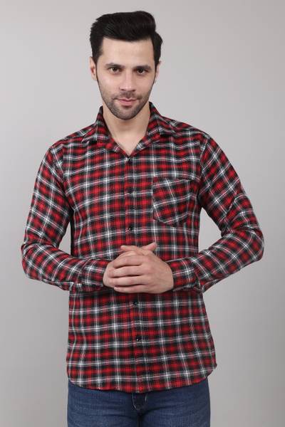 Ultraposh Men Checkered Casual Red Shirt