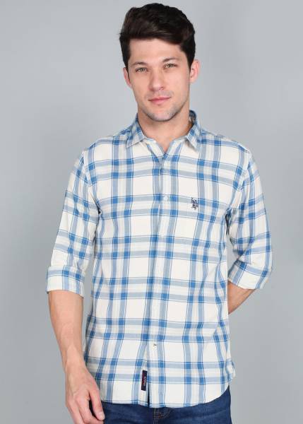 U.S. Polo Assn. Denim Co. Men Checkered Casual White Shirt